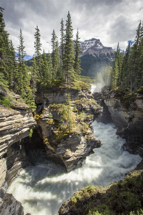 Scenery Of Athabasca Falls Jasper National Park Alberta Canada Stock