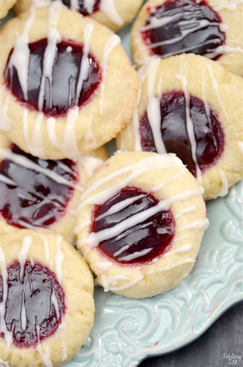 Raspberry Thumbprint Cookies With Icing Finding Zest