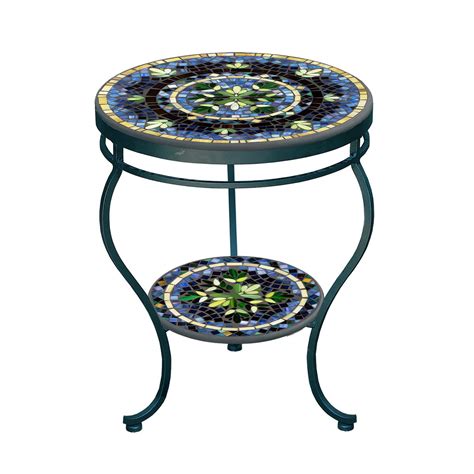 Lake Como Mosaic Side Table Tiered Neille Olson Mosaics Iron Accents