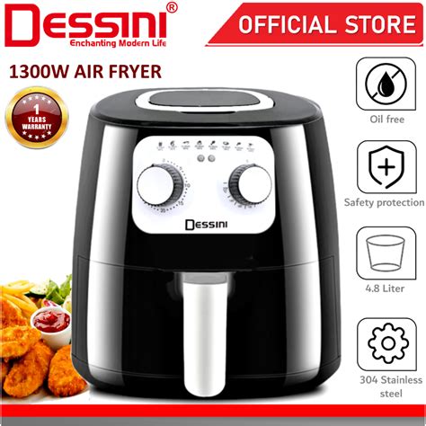 Dessini Italy Electric Air Fryer Timer Oven Cooker Non Stick Fry Roast