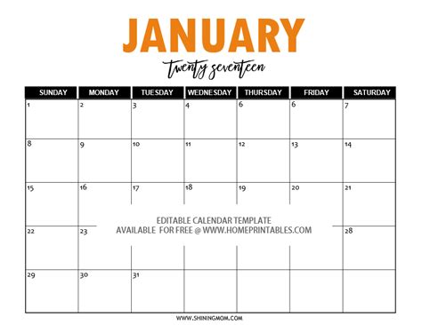 Free download monthly 2021 calendar templates. Free Editable 2017 Calendar in Word: Pretty Template ...