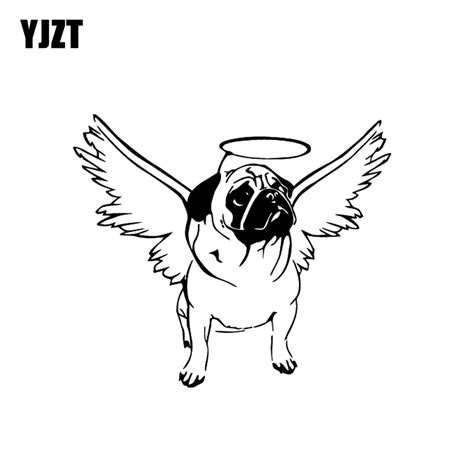 Yjzt 15cm13cm Pug Dog Halo Angel Wings Cute Puppy Car Decal Vinyl