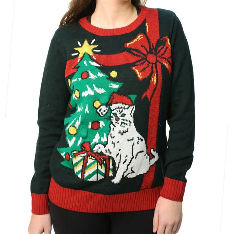 Ugly Christmas Sweater Ugly Christmas Sweater Womens Grumpy Cat Led