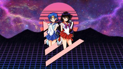 Wallpaper Anime Girls Mercury Sailor Moon Saturn Vaporwave