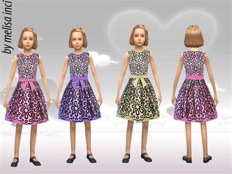 The Sims Resource Girl Floral Lace Dress By Melisainci • Sims 4 Downloads