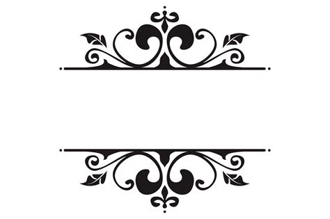 Black Swirl Flora Ornament Title Border Design With Transparent