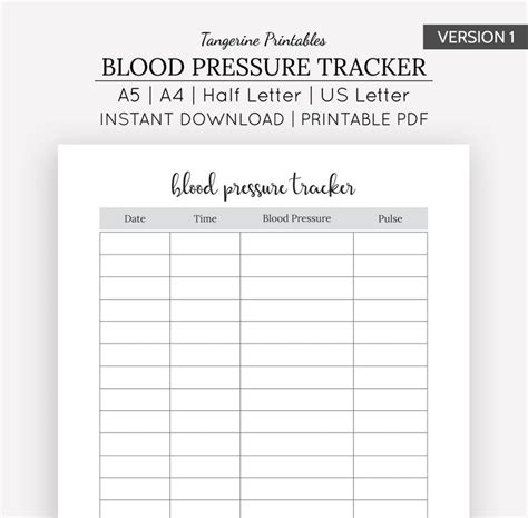Blood Pressure Tracker Health Journal A5 A4 Us Letter Half Etsy