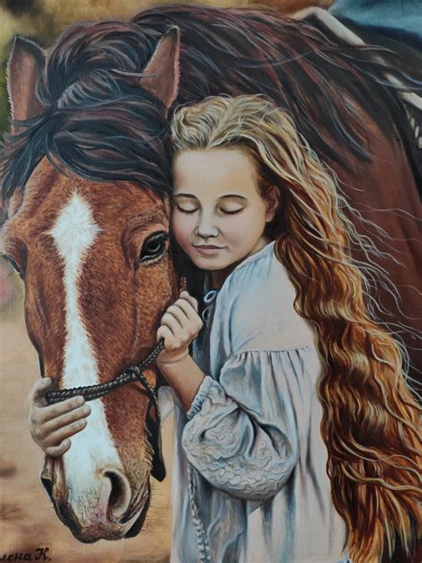 Girl With A Horse Painting By Elena Kozyutenko Artmajeur