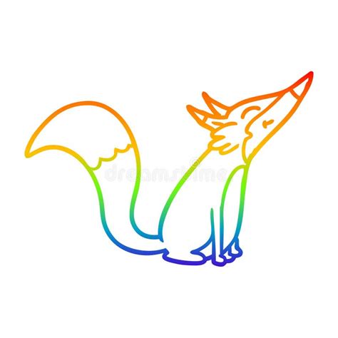 A Creative Rainbow Gradient Line Drawing Cartoon Arctic Fox Stock