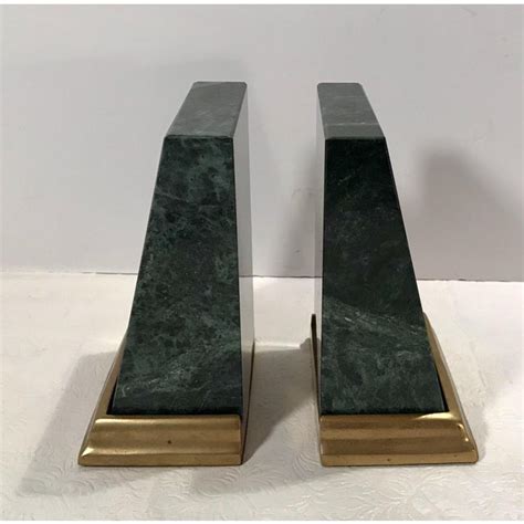 Vintage Green Marble Bookends With Brass Bases A Pair Chairish