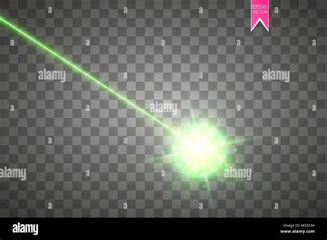 Abstract Green Laser Beam Laser Security Beam Isolated On Transparent