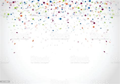 Festive White Banner With Bright Colorful Glossy Confetti Vector