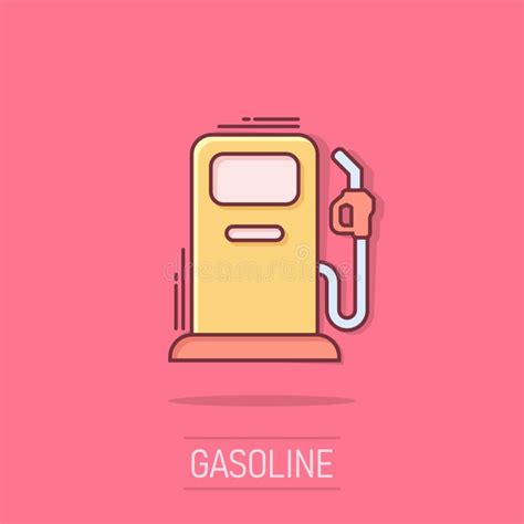 Fuel Pump Icon In Comic Style Gas Station Cartoon Sign Vector