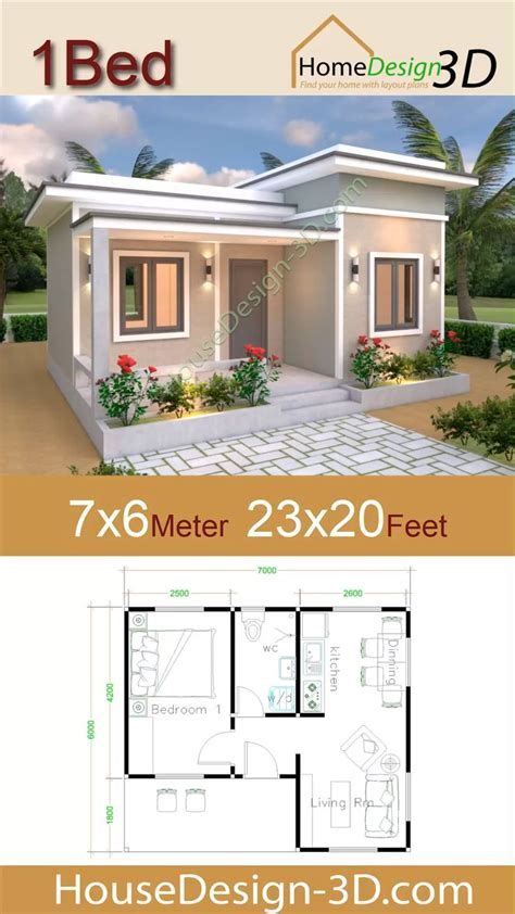 House Plans 7x6 With One Bedroom Flat Roof Samphoas Plan One