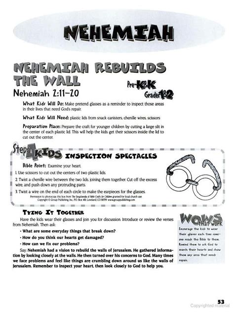 Lesson Plans For Nehemiah From The Encyclopedia Of Bible Crafts For