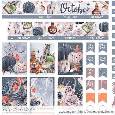 October Planner Stickers October Monthly Kit Mini Happy Planner