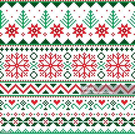 Christmas Fair Isle Style Traditional Knitwear Vector Seamless Pattern