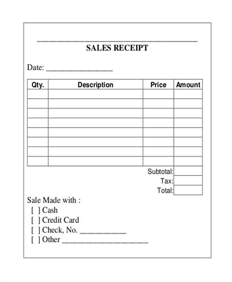 Free 12 Sample Printable Receipt Forms In Pdf Word Excel