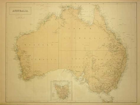 Antique Print Club Australia Antique Map By Aandc Black Inset Of