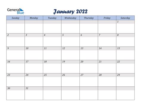 January 2022 Calendar Pdf Word Excel