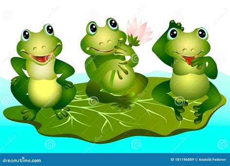 Set Of Funny Green Frogs Stock Vector Illustration Of Frogsvector