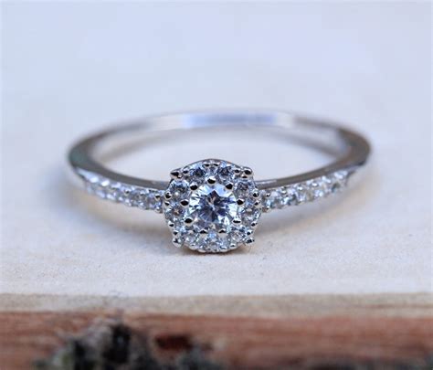 Natural White Sapphire Solitaire Engagement Ring Available Etsy
