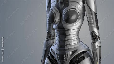 Vidéo Stock Detailed Futuristic Robot Woman Or Humanoid Cyberpunk Girl Switching Herself On And