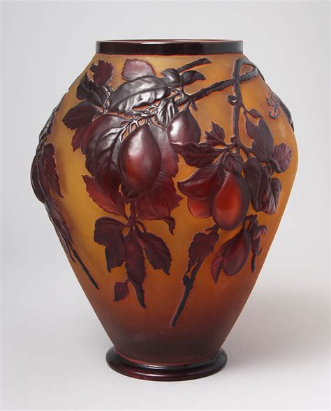 French Glass Gallé Galle Blownout Plum Vase
