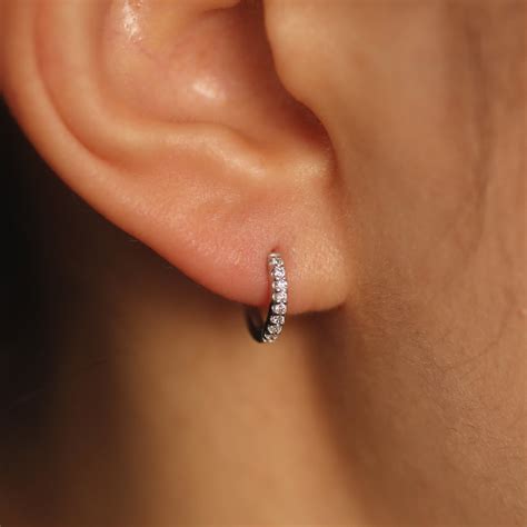 diamond huggie earrings 10mm diamond hoop earrings huggie etsy