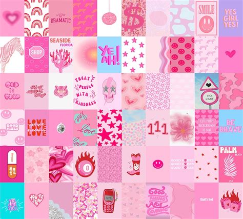 Pink Preppy Aesthetic Wall Collage Kit Preppy Pink Room Etsy