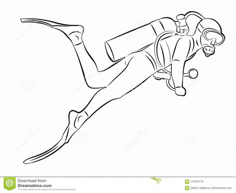 Diving board clip art diver. Diver Drawing : Scuba diver and catfish no shading ...