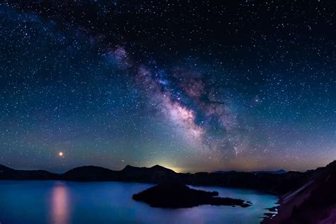 Mars And The Milky Way Over Crater Lake Oregon Oc 1200x800 Crater