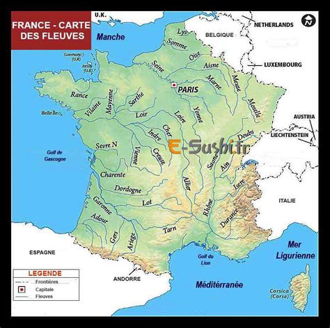 Télécharger carte de france : Carte des fleuves de France » Vacances - Guide Voyage