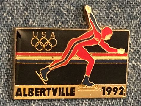 Scorers with seven points each as team usa fell just short of a medal in albertville. Speed Skating Olympic Pin ~ USA Team ~ 1992 Albertville ...