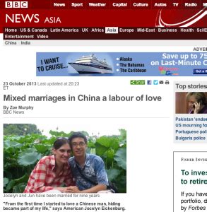 Featured On BBC News Mixed Marriages In China A Labour Of Love