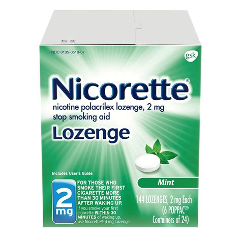 nicorette nicotine lozenge to stop smoking 2mg mint 72 count health and personal care