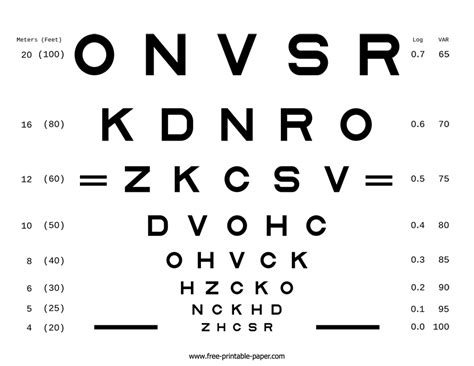 Printable Eye Exam Chart