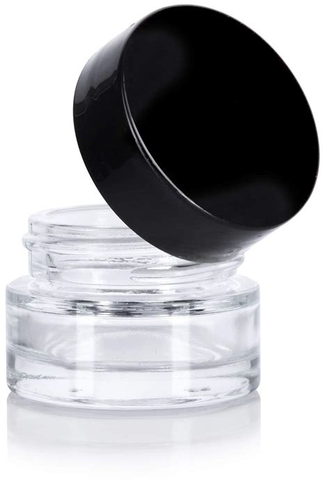 Buy Clear Glass 0 25 Oz Small Thick Wall Balm Jars With Black Foam Lined Smooth Lids 6 Pack