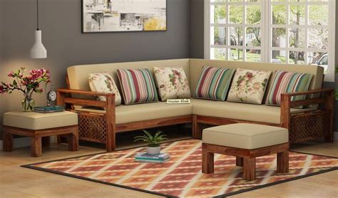 According to a report nearly 85% of the furniture market in india is dominated by the unorganized. Buy Vigo L-Shaped Wooden Sofa (Irish Cream, Teak Finish) Online in India - Wooden Street ...