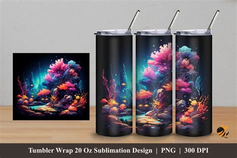 Beauty Aquascape Tumbler Wrap Sublimation Design 5