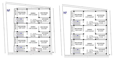 2 Bhk House Plan With Column Layout Dwg File Cadbull