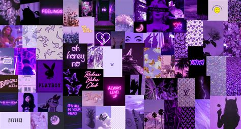 Neon Purple Boujee Aesthetic Wall Collage Kit Digital Download 70pcs Etsy Uk