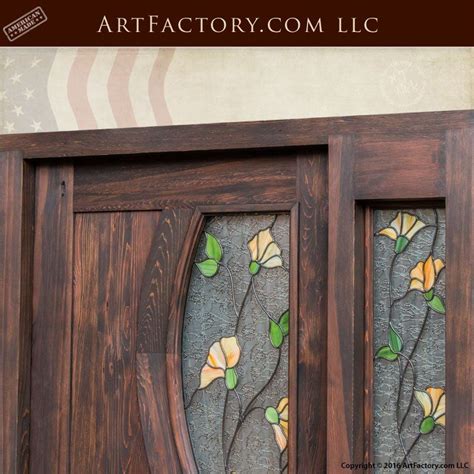Tulip Stained Glass Door Craftsman Entry Door With Sidelights Entry
