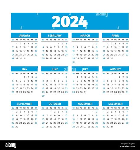 Calendar 2024 Stock Vector Images Alamy
