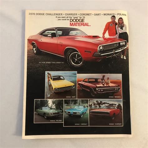 1970 Dodge Sales Brochure Catalog Challenger Charger Coronet Dart