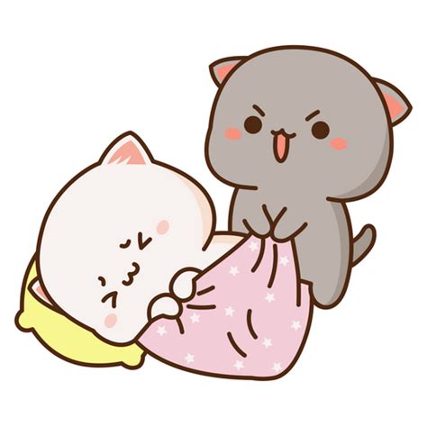 Mochi Mochi Peach Cat And Friend Wake Up Sticker Cute Anime Cat Cute