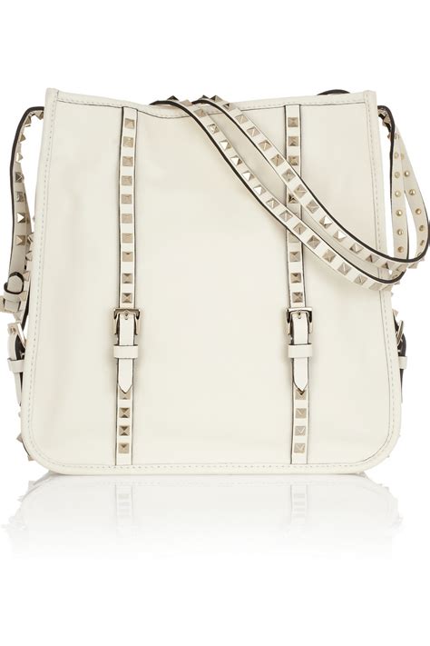 Valentino Studded Leather Shoulder Bag In White Lyst