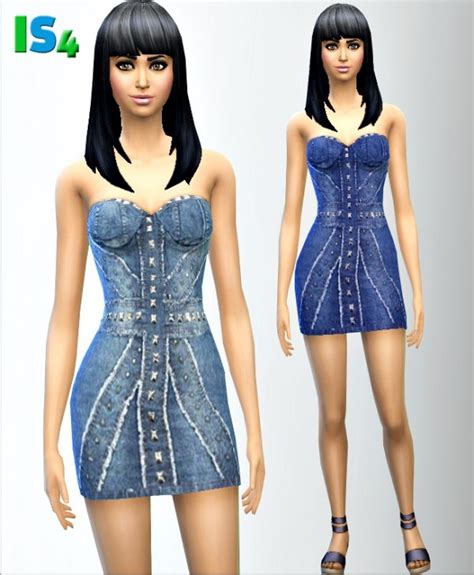 Irida Sims 4 Denim Dress • Sims 4 Downloads