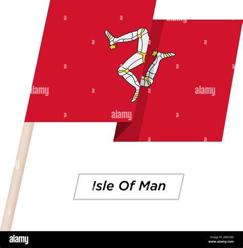 Isle Of Man Ribbon Waving Flag Isolated On White Vector Illustration