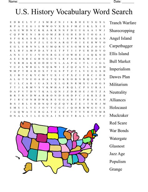 Us History Word Search Printable Printable World Holiday